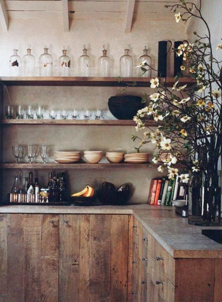 30+ Modern Rustic Kitchen Decor Open Shelves Ideas